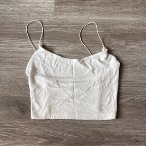 Joah Brown White Spaghetti Strap modal top OS